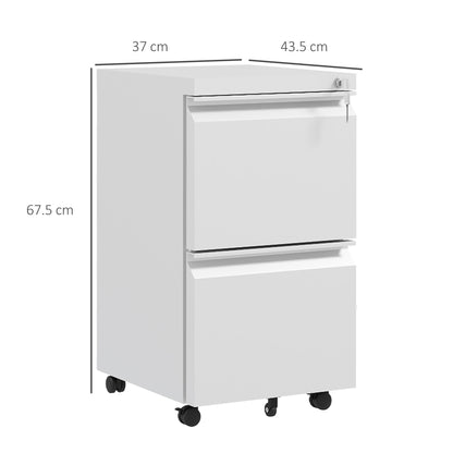 2-Drawer Filing Cabinet w/ Adjustable Hanging Bar Lockable File Cabinet White