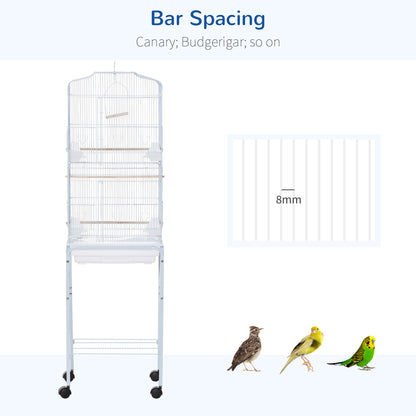 Bird Cage Budgie Cages for Finch Canary Parakeet with Stand Wheels Slide-out Tray Accessories Storage Shelf
