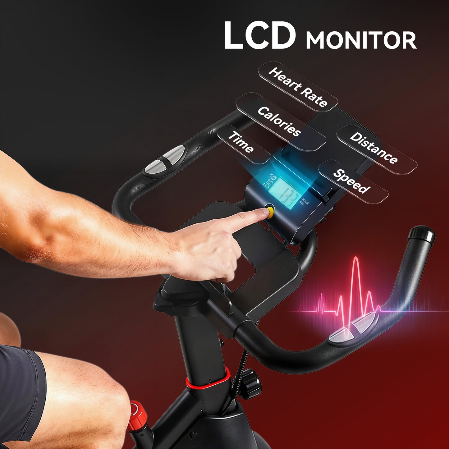 Exercise Bike, Stationary Bike with Adjustable Magnetic Resistance, Indoor Cycling Equipment with LCD Display