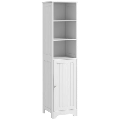 Slim Bathroom Storage Cabinet, Tall Bathroom Cabinet with 3 Open Shelves and Adjustable Shelf, White