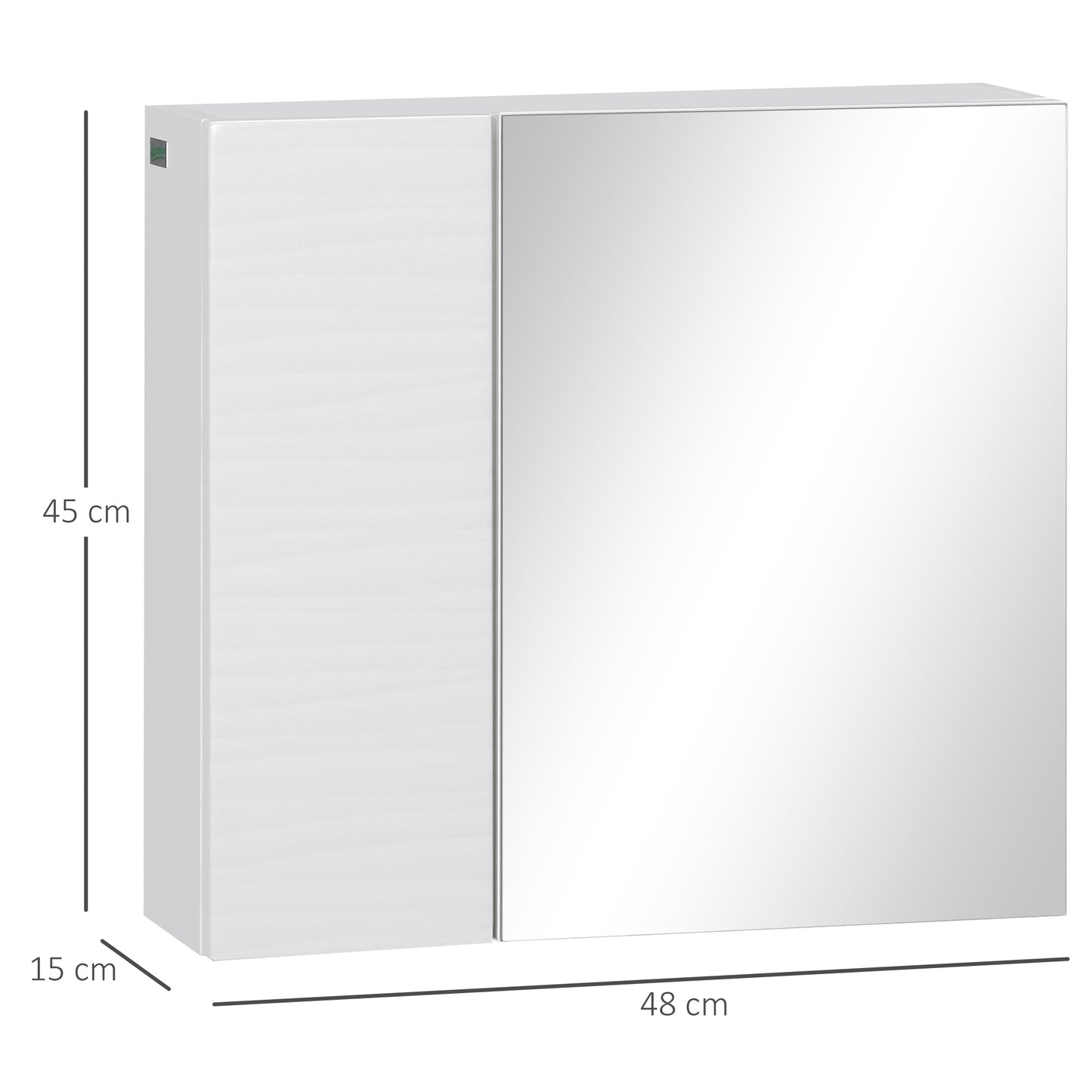Bathroom Cabinet with Mirror, Double Door Wall Mounted Storage Cupboard Organizer with Adjustable Shelves, White