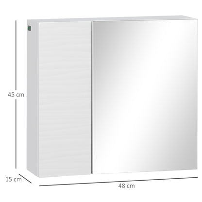 Bathroom Cabinet with Mirror, Double Door Wall Mounted Storage Cupboard Organizer with Adjustable Shelves, White