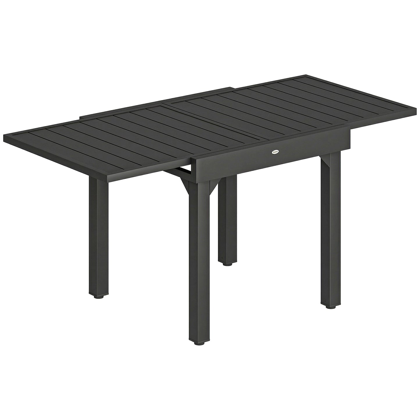Expandable Patio Dining Table for 4-6 People, 80-160 cm Aluminium Extendable Outdoor Patio Table with Slatted Top, Black