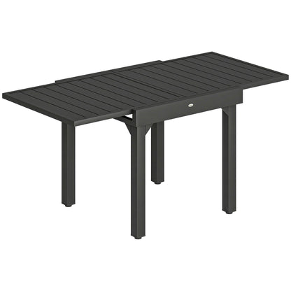 Expandable Patio Dining Table for 4-6 People, 80-160 cm Aluminium Extendable Outdoor Patio Table with Slatted Top, Black