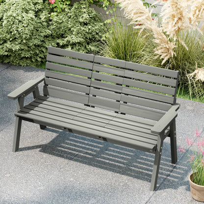 Fir Wood Convertible 2 to 3 Seater Outdoor Garden Bench Grey