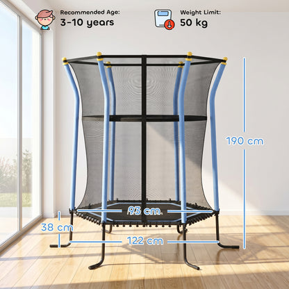 Kids Trampoline Mini Bouncer with Enclosure Safety Net For Ages 3-10 Years - Blue