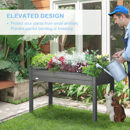 Raised Bed for Garden, Wooden Elevated Planter Box with Bed Liner, for Flower Vegetable Herb, Dark Grey