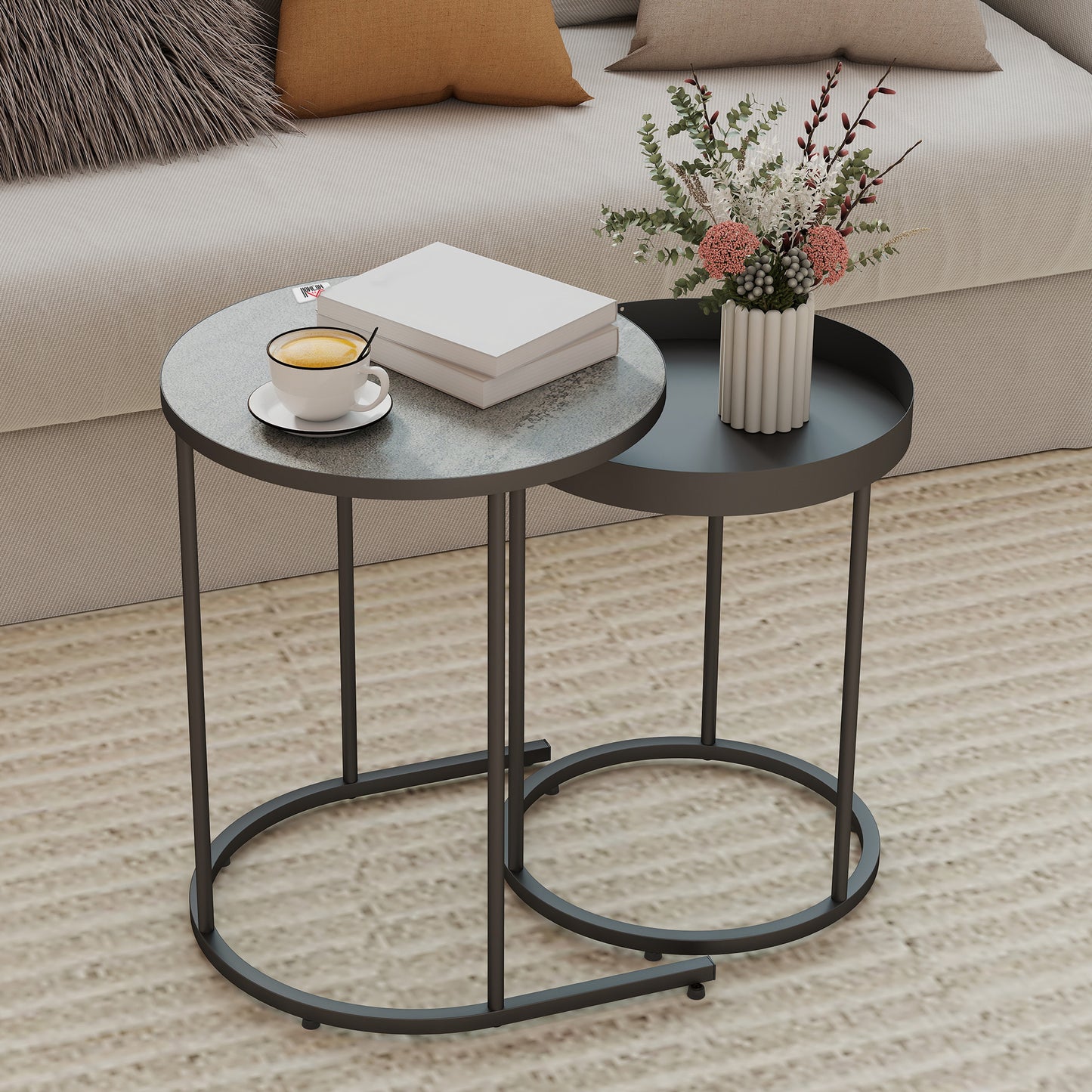 Set of Two Industrial Nesting Tables - Grey