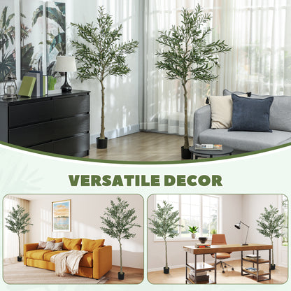 Set of Two Silk Leaf Artificial Olive Trees