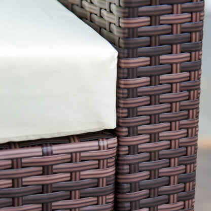 Rattan Corner Sofa Set 4-Seater Outdoor Garden Sofa for Patio - Brown