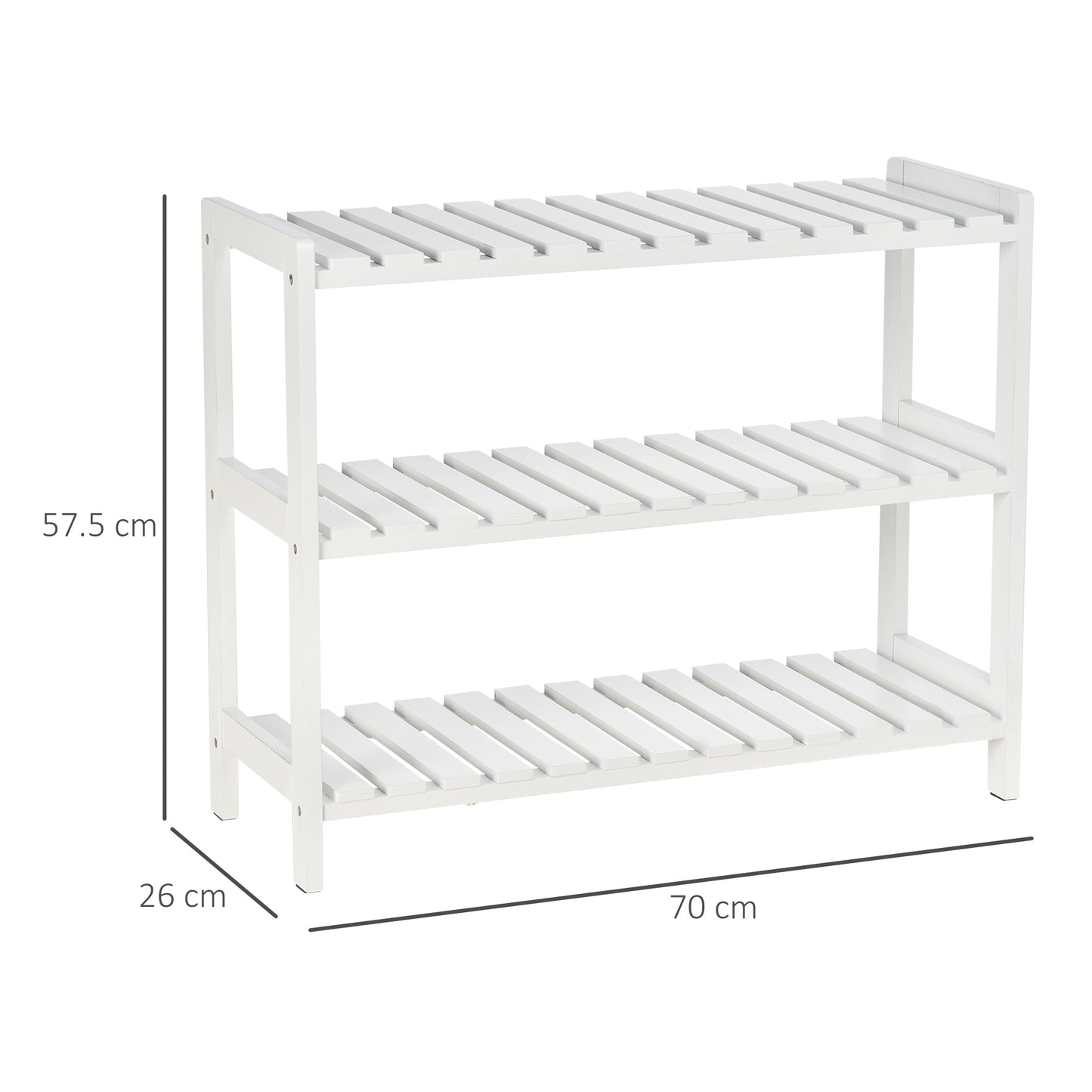 3-Tier Shoe Rack Wood Frame Slatted Shelves Spacious Open Hygienic Storage Home Hallway Furniture Family Guests 70L x 26W x 5