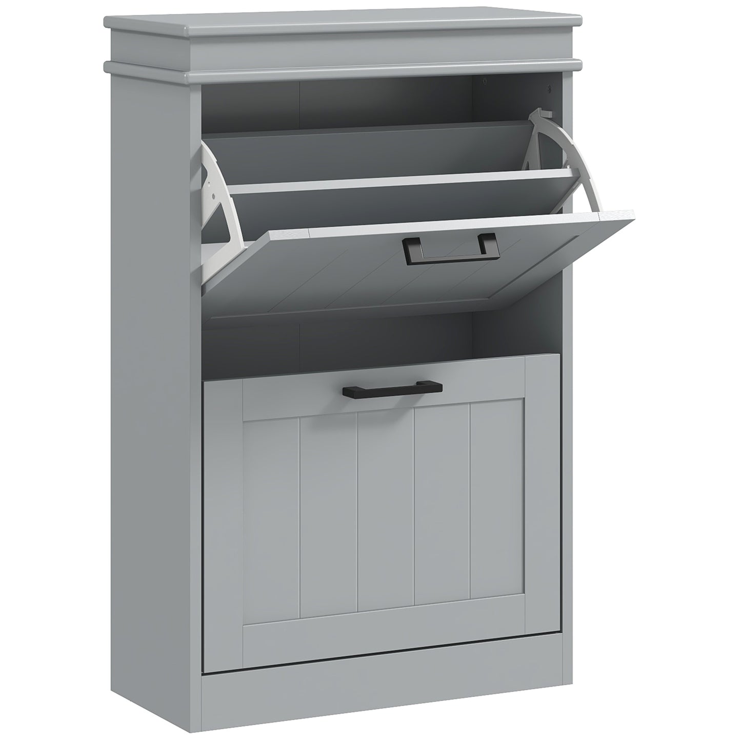 Two-Drawer Minimalistic 10-Shoe Cabinet - Grey
