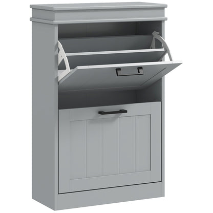 Two-Drawer Minimalistic 10-Shoe Cabinet - Grey