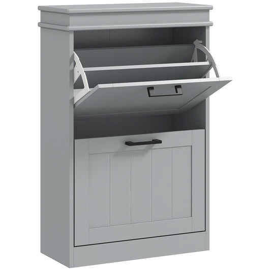 Two-Drawer Minimalistic 10-Shoe Cabinet - Grey