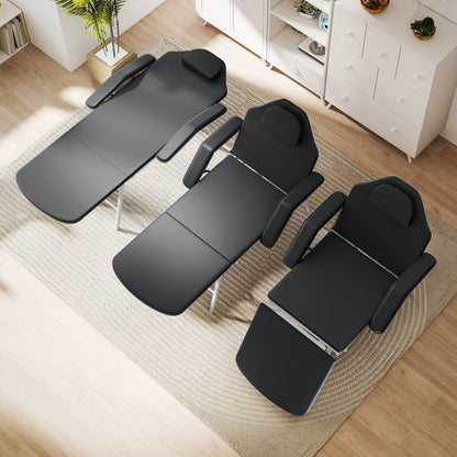 Portable Massage Table, 3 Section Adjustable Beauty Bed, Foldable Massage Bed with Face Hole, Recliner Chair