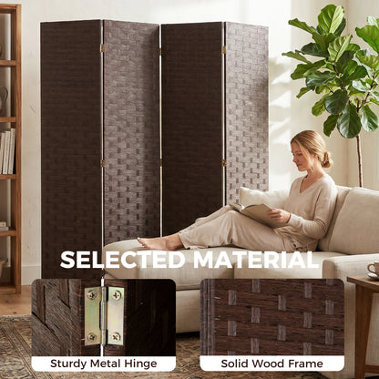 Wave Fibre Freestanding Folding Privacy Screen Panels, Room Divider, Dark Brown