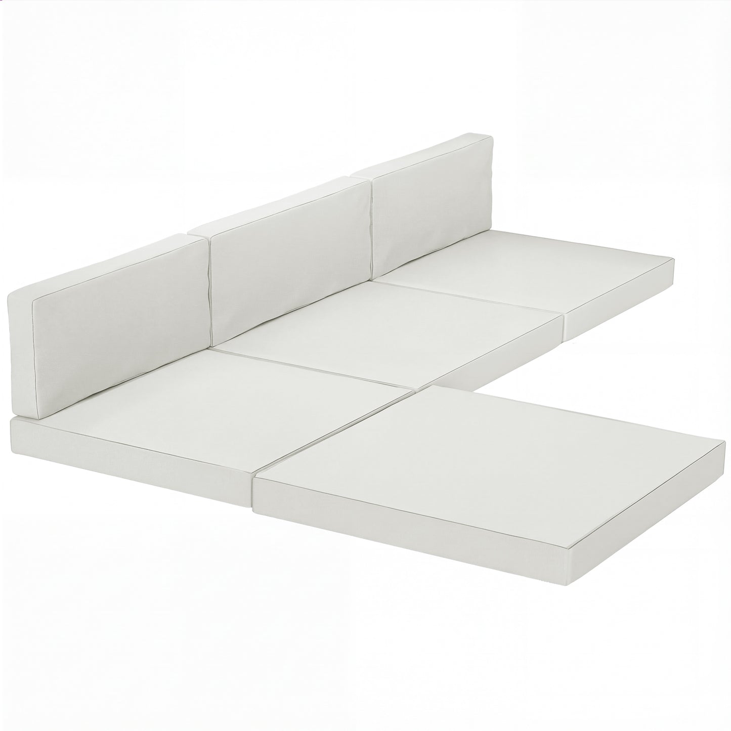 7-Piece Patio Furniture Cushions, Outdoor Loveseat Cushion with Removable Covers for Rattan Furniture, 60x60 cm, Cream