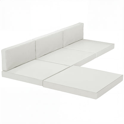 7-Piece Patio Furniture Cushions, Outdoor Loveseat Cushion with Removable Covers for Rattan Furniture, 60x60 cm, Cream