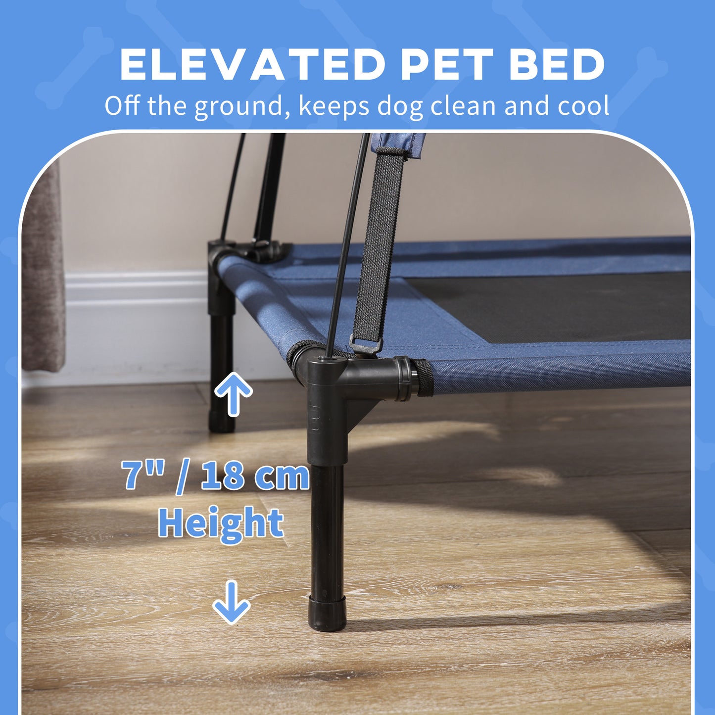 Outdoor Dog Bed with Removable Canopy, Portable Raised Dog Bed for Camping, Garden & Beach
