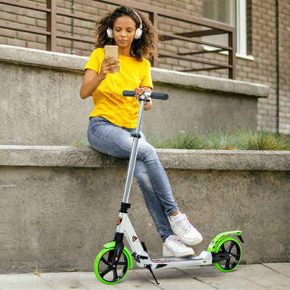 Folding Kick Scooter, Adjustable Ride On Scooter with 200mm Big Wheels and Double Shock Absorption