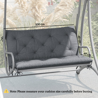 2 Seater Bench Pad, Garden Swing Chair Cushion with Back and Ties