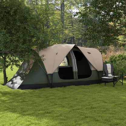 Camping Tent for 6-8 Man with 2000mm Waterproof Rainfly and Carry Bag for Fishing Hiking Festival, Dark Green