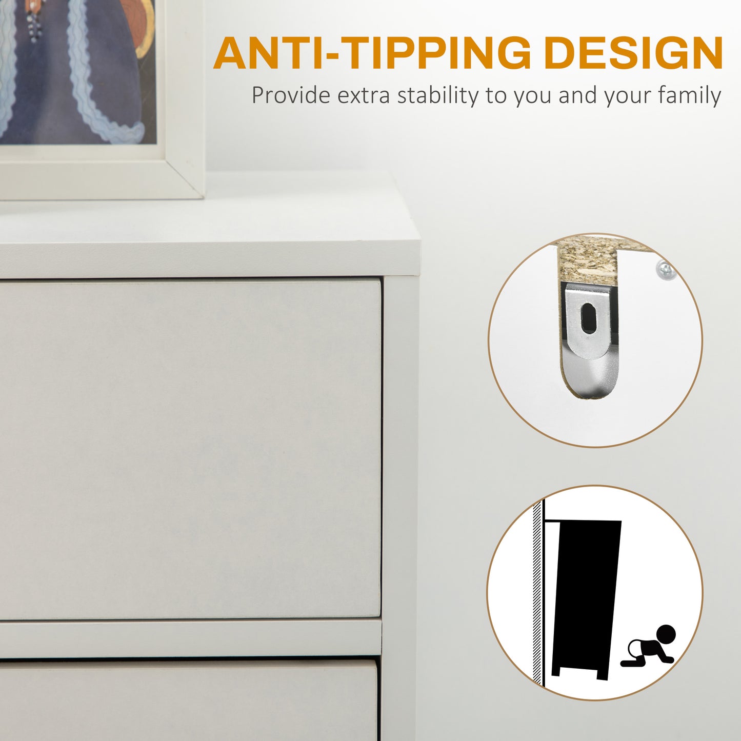 Three Drawer Slim Shoe Storage Cabinet, 12 Shoe Pairs - White