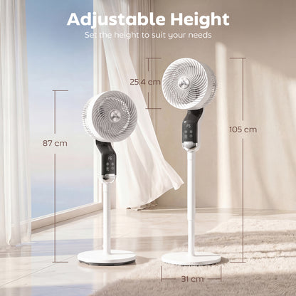20 dB Silent Standing Fan, 41in Pedestal Fan with Remote, Oscillating, 8 Speeds, Adjustable Height, 12H Timer