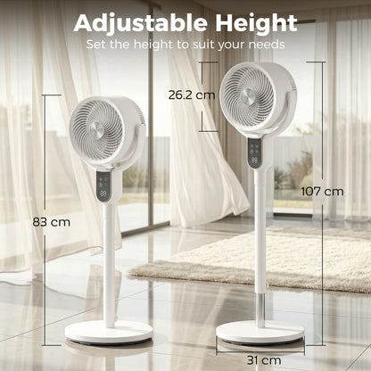20 dB Silent Standing Fan for Bedroom, 42" Pedestal Fan with Remote, 90° Oscillating, 8 Speeds, Remote Control, White