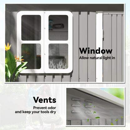 8.5 x 6ft Storage Shed Galvanised Steel Garden Shed, Metal Shed with Foundation Kit, Window