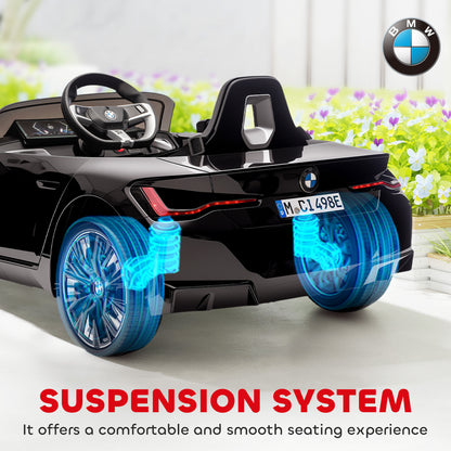 BMW i4 Licensed 12V Kids Electric Ride-On Car, with Remote Control, Portable Battery, Music, Horn, Headlights - Black