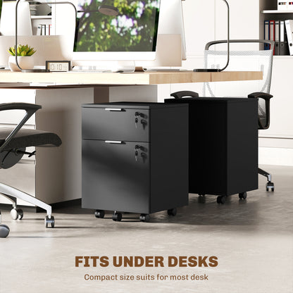 Two-Drawer Lockable Filing Cabinet - Black