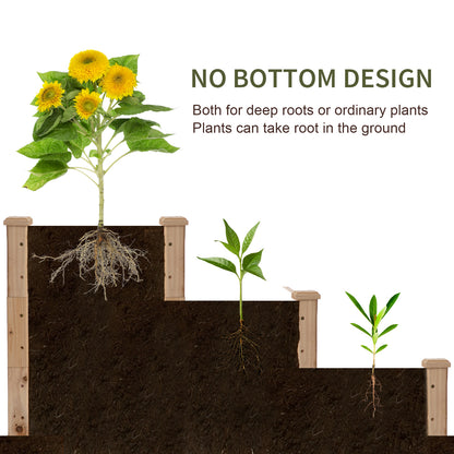 470L Raised Garden Bed, 3-Tier Planter Kit, Elevated Wooden Planters for Garden, Yard & Patio, Wooden Nature