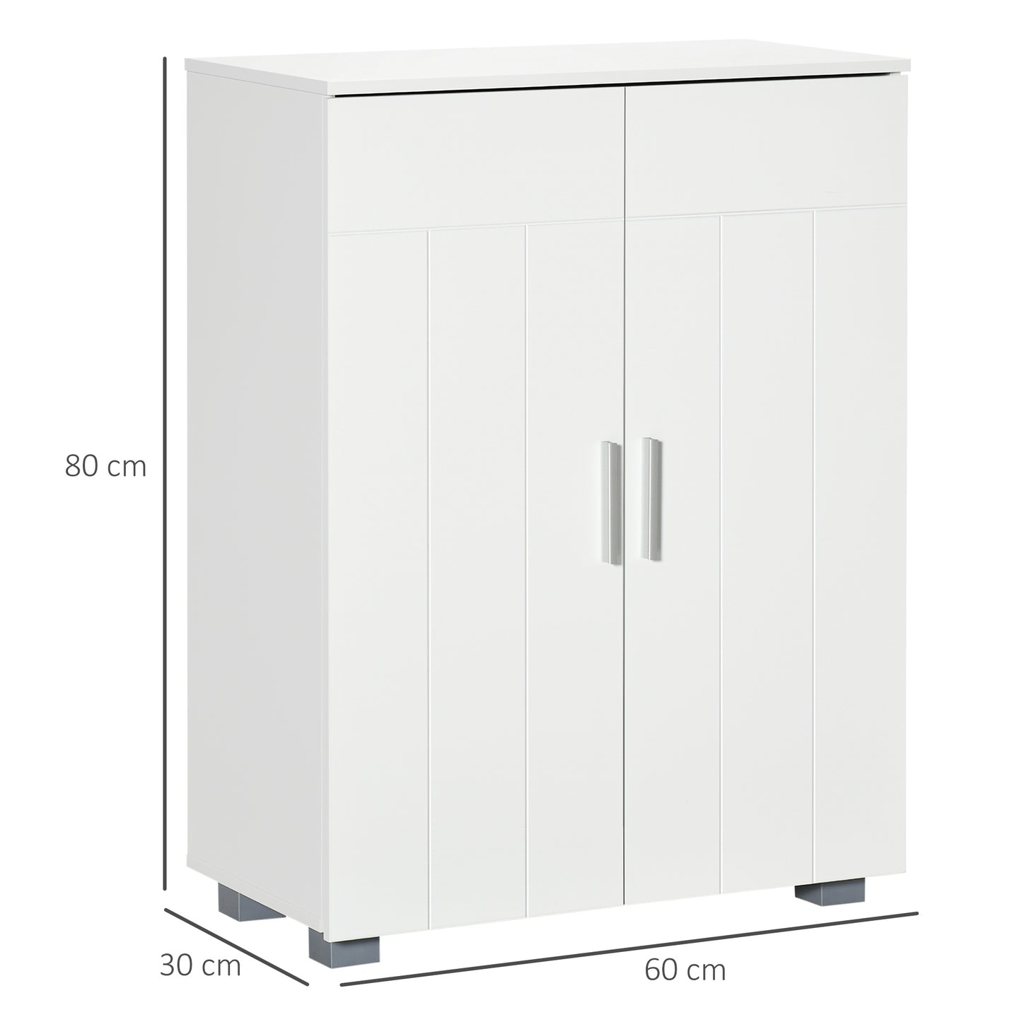 Modern Bathroom Floor Cabinet, Free Standing Linen Cabinet, Storage Cupboard with 3 Tier Shelves, White