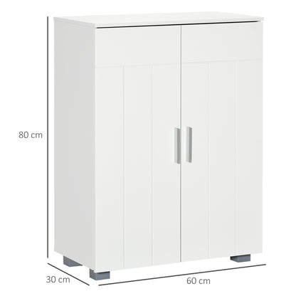 Modern Bathroom Floor Cabinet, Free Standing Linen Cabinet, Storage Cupboard with 3 Tier Shelves, White