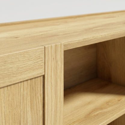 Sideboard Buffet Cabinet, 133 cm Storage Cabinet with 2 Open Shelves, 2 Cupboards and Soft Close Doors, Natural