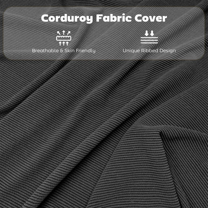 Set of Four Folding Corduroy Seat Chairs - Dark Grey