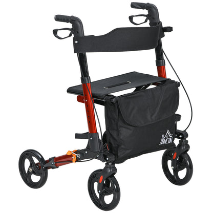 Rollator Walker with Seat, Compact Quick Folding Mobility Walker with 8" Wheels, Carry Bag, Adjustable Height