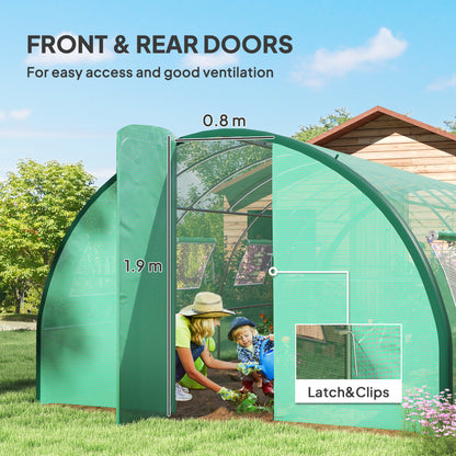 Polyethylene Upgraded Structure Walk-in Polytunnel Greenhouse, 6 x 3 m, Green