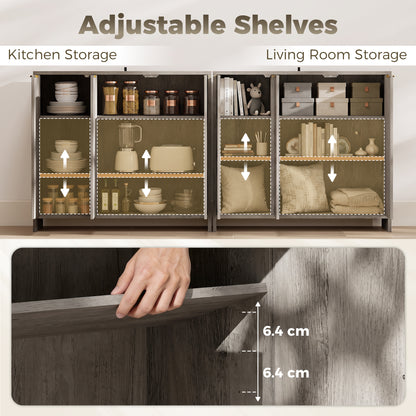 Sideboard Cabinet, Modern Storage Cabinet with 3 Doors and Adjustable Shelves for Living Room, Dining Room, Grey