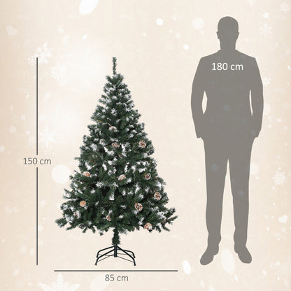 5FT Artificial Christmas Tree with Pine Cones, Holiday Home Xmas Decoration Automatic Open, Green