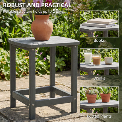 Outdoor Side Table, Garden Coffee Table, All-Weather Adirondack Side Table for Garden, Beach, Indoor Outdoor, Grey