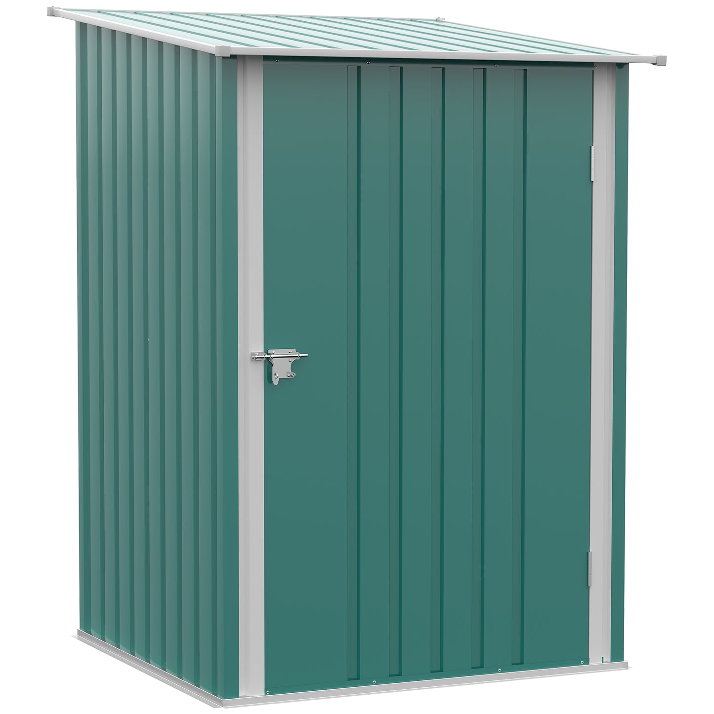 3.3 x 3.4ft Lean To Steel Garden Shed, with Locking Door - Green