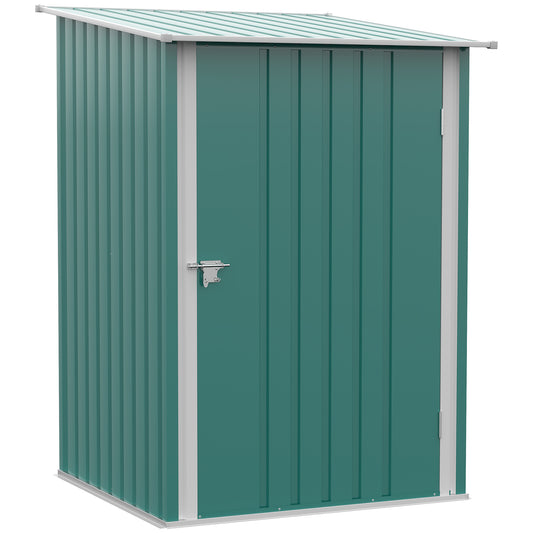 3.3 x 3.4ft Lean To Steel Garden Shed, with Locking Door - Green
