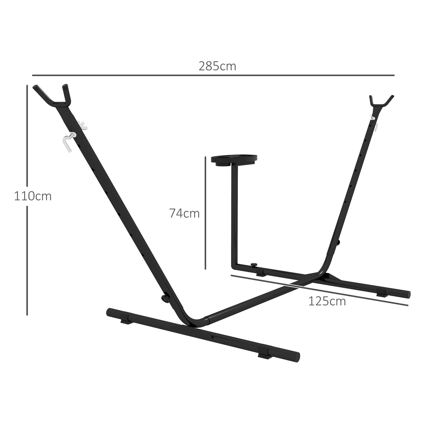 9.4ft Hammock Stand with Side Tray Stand, Steel Frame Hammock Net Stand, for String-style, Brazilian-style, Flat-style