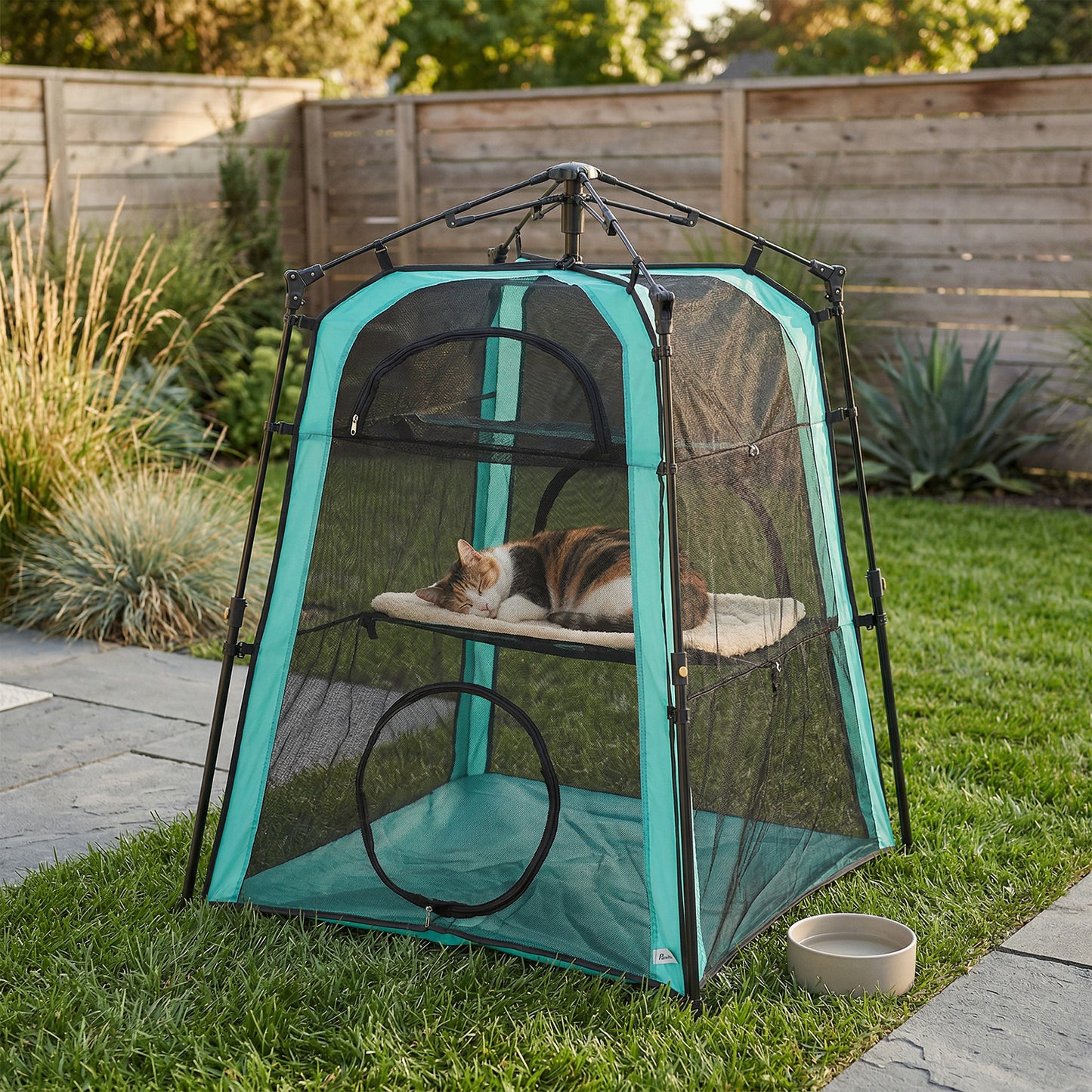 Cat Tent, 3-Tier Portable Pet Tent for Indoor Outdoor, Cat House with Multi-Door, Carry Bag, Breathable Mesh