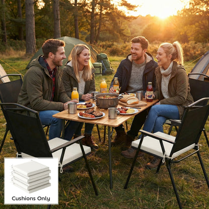 Set of 6 Outdoor Seat Cushions with Machine Washable Cover, Water Repellent Seat Cushions Cream White