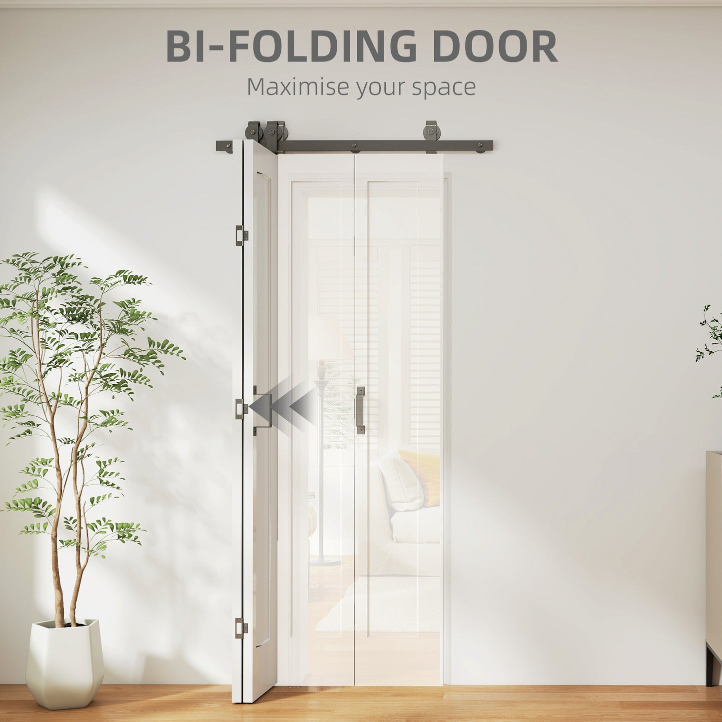 Slide Door, 70cm Modern Sliding Door Set Kit with Steel Rail, White