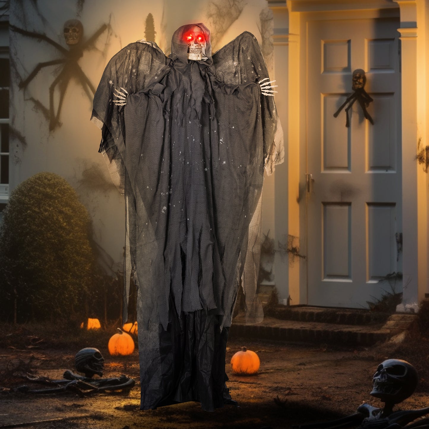 6.3" Grim Reaper Halloween Animatronic, with Glowing Eyes