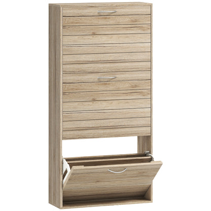 12-Shoe Flip Drawer Storage Cabinet - Brown Wood-Effect